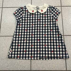 GYMBOREE Girls Gingham Apple Peter Pan checkered Top/size 12